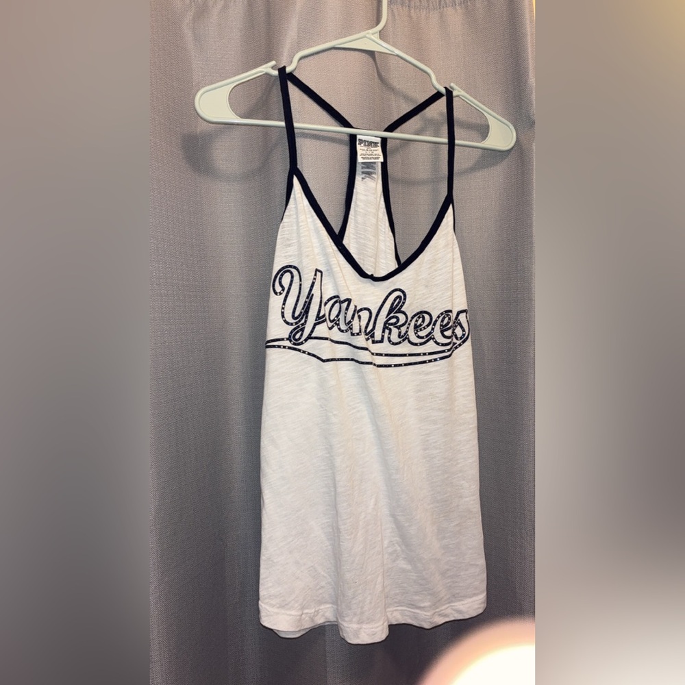 PINK Victoria's Secret White Yankees Tank Top